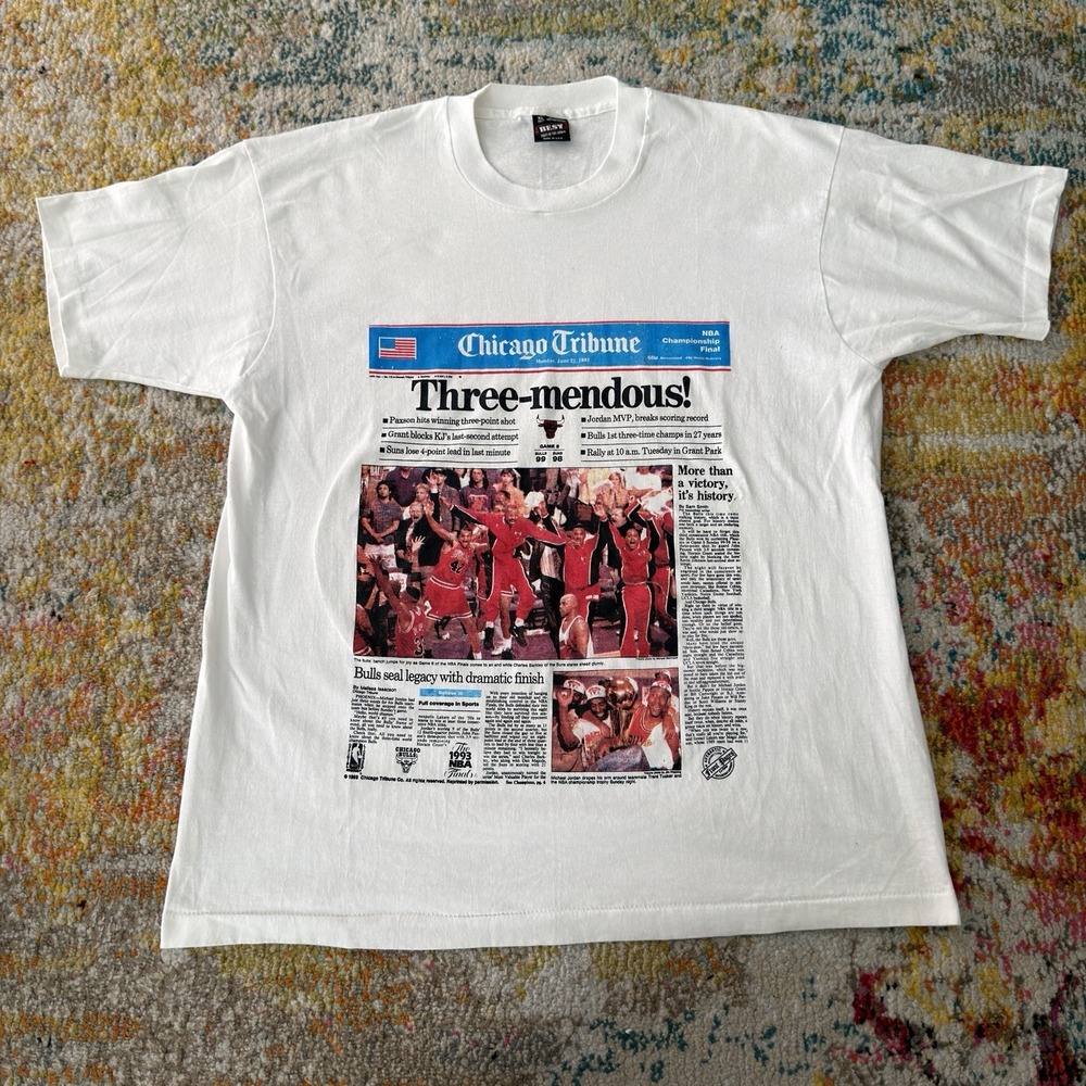 VTG '93 Chicago Bulls NBA Championship T Shirt XL Michael Jordan Three Peat